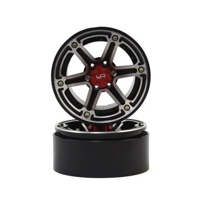 Yeah Racing YEAWL0118BK 2.2 Aluminum CNC 6 Spoke Beadlock Wheel w/Hub (2) (Black)