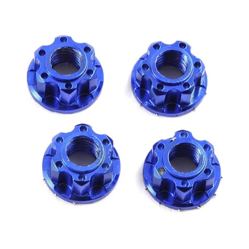 Yeah Racing YEAYA0448DB 4mm Aluminum Serrated Wheel Lock Nut (4) (Dark Blue)