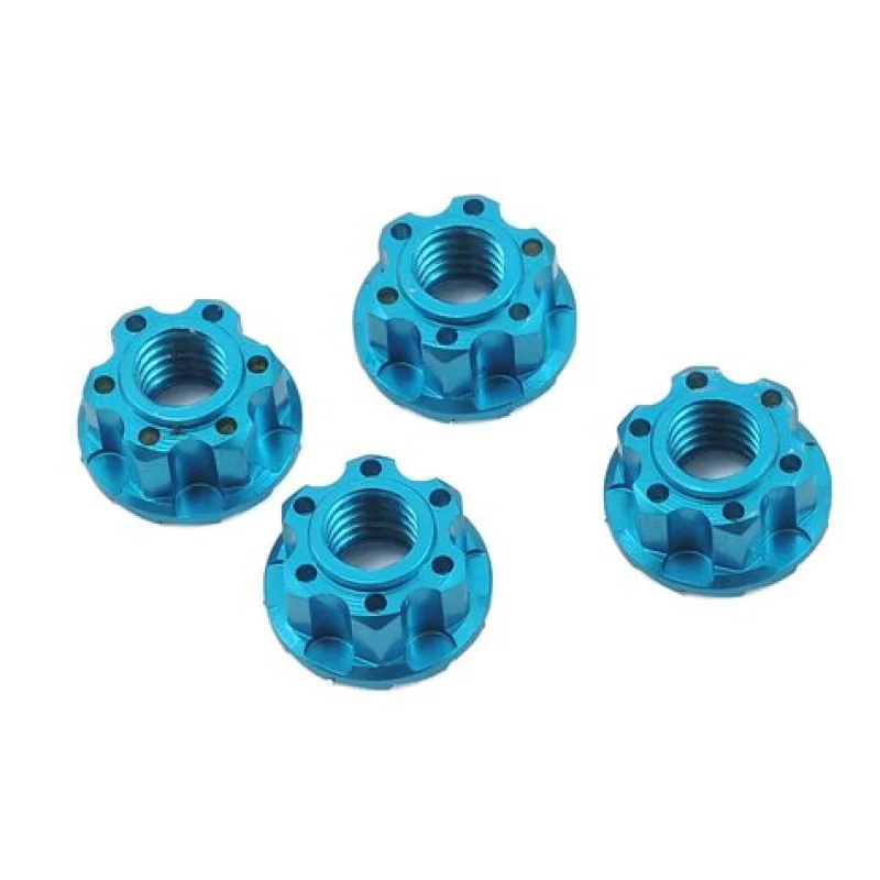 Yeah Racing YEAYA0448LB 4mm Aluminum Serrated Wheel Lock Nut (4) (Blue)