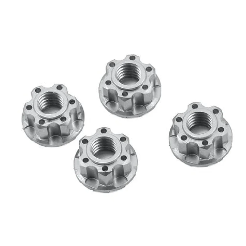 Yeah Racing YEAYA0448SV 4mm Aluminum Serrated Wheel Lock Nut (4) (Silver)
