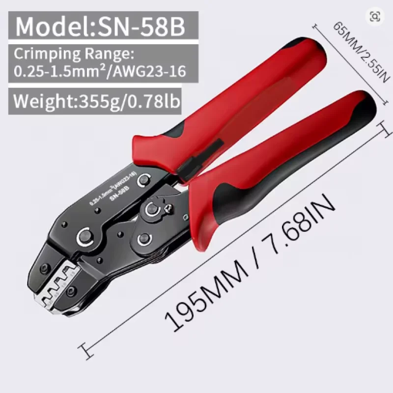 WORC WRC-SN-58B Ratcheting Servo Lead & Terminal Crimping ToolFor Dupont JST MOLEX Open Barrel Dupont Molex TE Terminals & EPC PCIE SATA Pins SN-58B