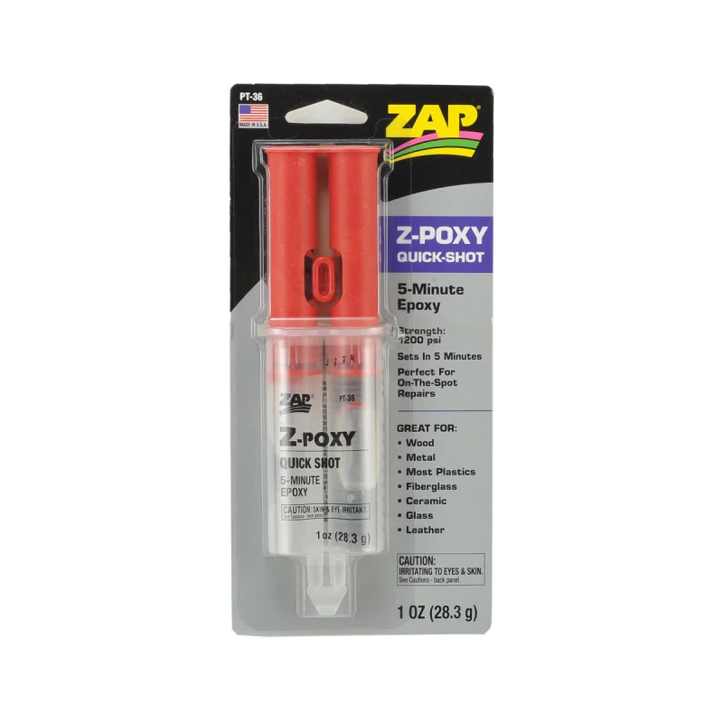 ZAP PAAPT36 Pacer Technology Zap Z-Poxy 5-Minute 2-Part Epoxy Syringe (1oz)